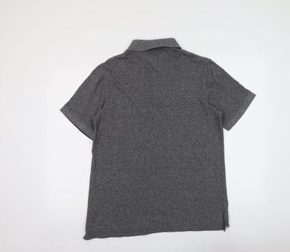 Hampton Mens Grey Cotton Polo Size M Collared Button