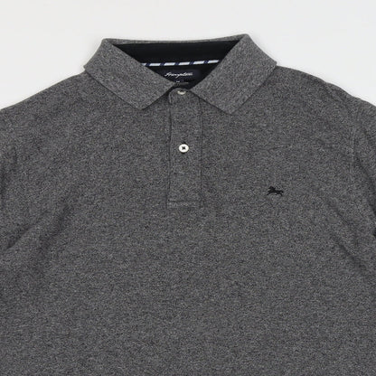 Hampton Mens Grey Cotton Polo Size M Collared Button
