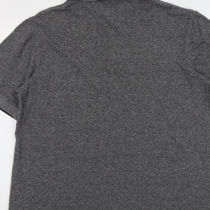 Hampton Mens Grey Cotton Polo Size M Collared Button
