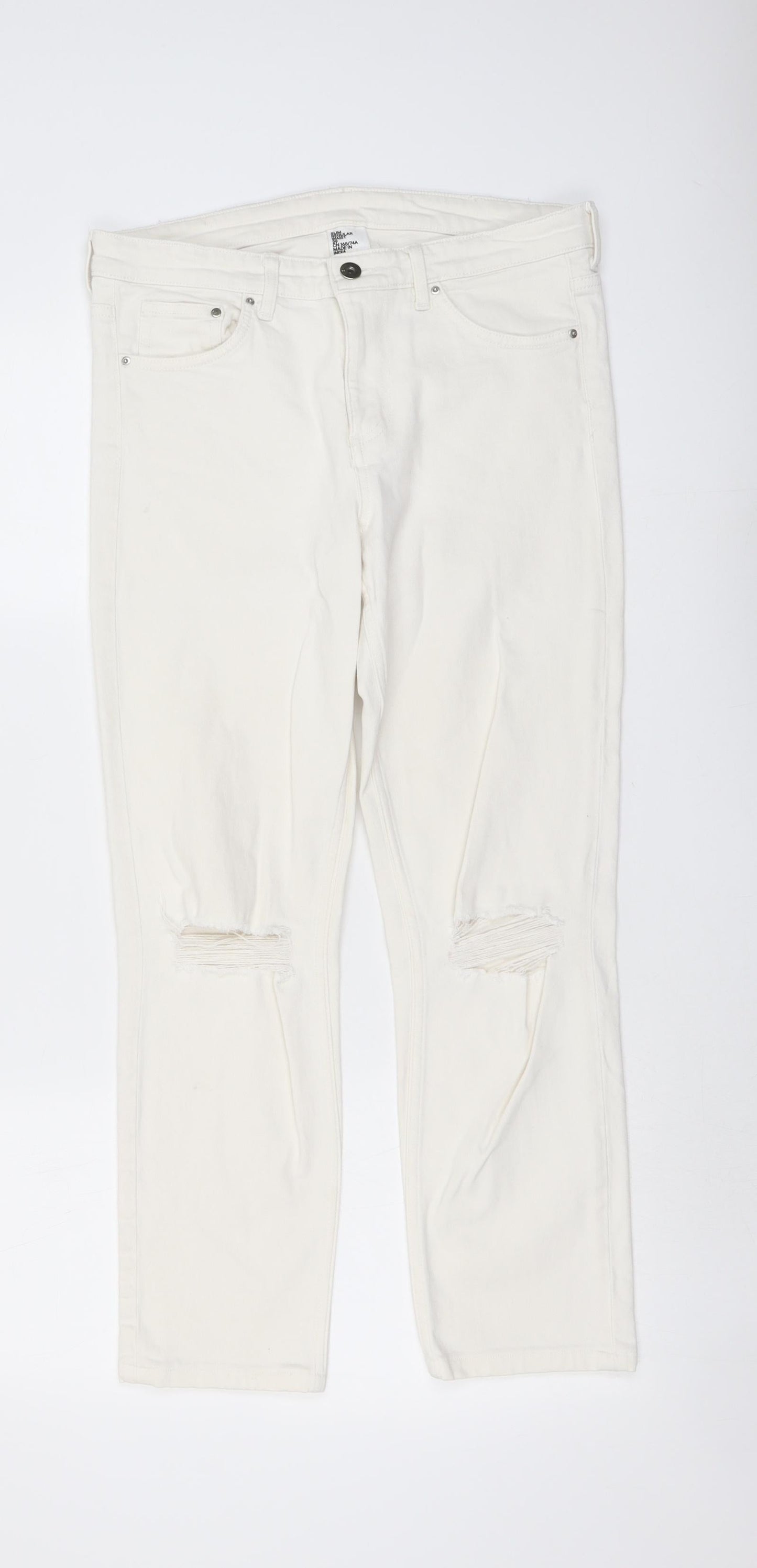 Womens UK Size 29 in H&M Slim Fit Straight Ivory Jeans