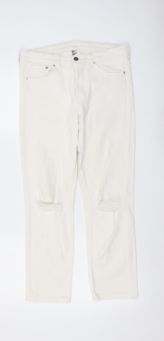 Womens UK Size 29 in H&M Slim Fit Straight Ivory Jeans