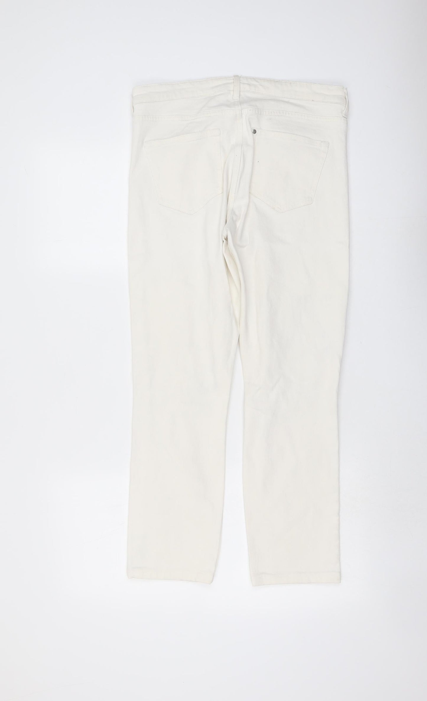 Womens UK Size 29 in H&M Slim Fit Straight Ivory Jeans