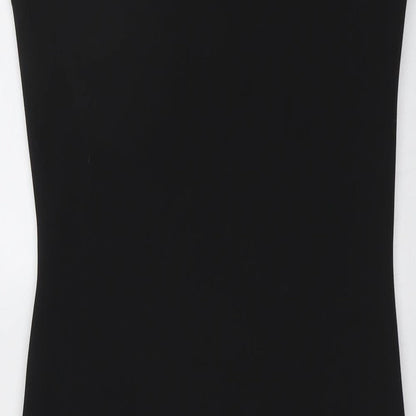Izabel Womens Black Geometric Polyester A-Line Size 10 V-Neck Pullover