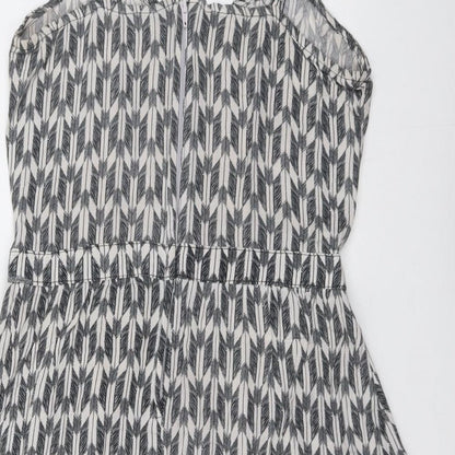 H&M Womens Grey Geometric Viscose Tank Dress Size 8 Sweetheart Zip