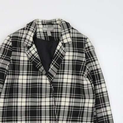ASOS Womens Black Plaid Polyester Jacket Blazer Size 4