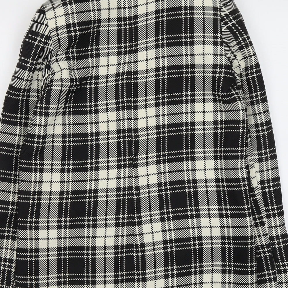 ASOS Womens Black Plaid Polyester Jacket Blazer Size 4