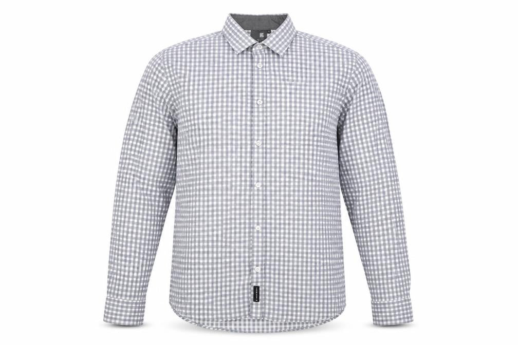 D66 Mens Grey Camouflage Cotton Button-Up Size L Collared Button