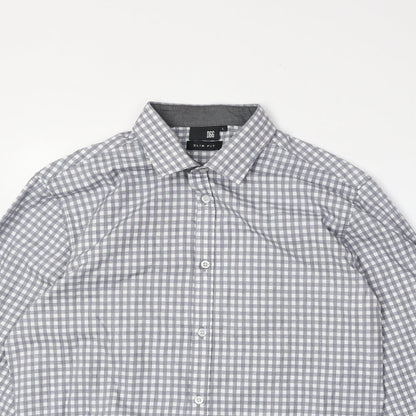 D66 Mens Grey Camouflage Cotton Button-Up Size L Collared Button