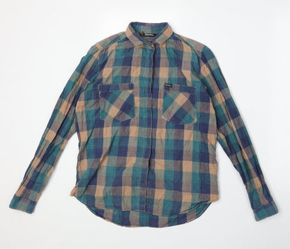 Simon Womens Multicoloured Geometric 100% Cotton Basic Button-Up Size 10 Collared