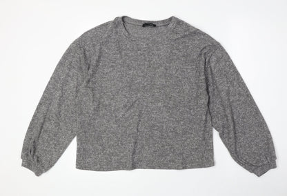 New Look Womens Grey Polyester Pullover Sweatshirt Size M Pullover
