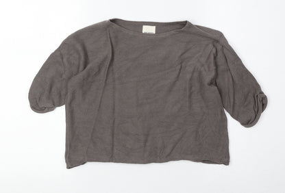Knit Planet Girls Brown Round Neck 100% Cotton Pullover Jumper Size 9-10 Years Pullover