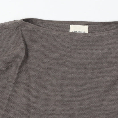 Knit Planet Girls Brown Round Neck 100% Cotton Pullover Jumper Size 9-10 Years Pullover