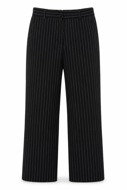 Verso Womens Black Striped Polyester Trousers Size 32 in Regular Zip