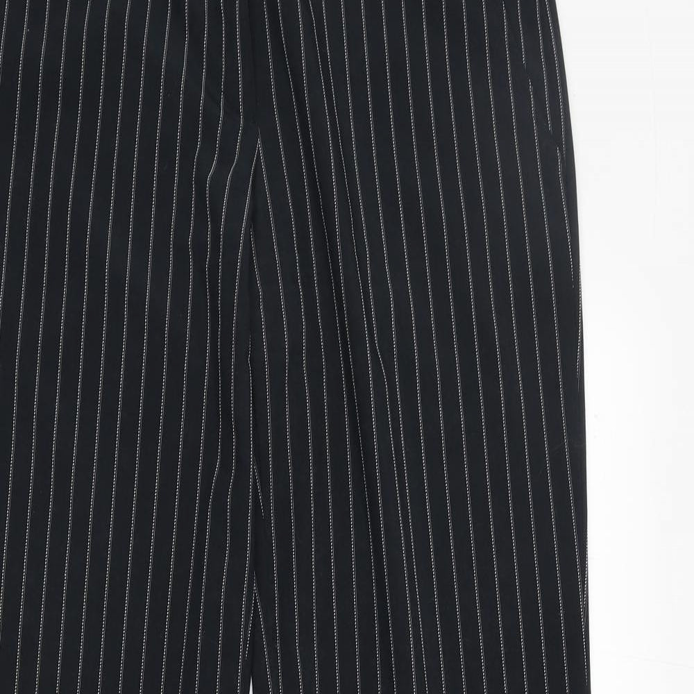 Verso Womens Black Striped Polyester Trousers Size 32 in Regular Zip