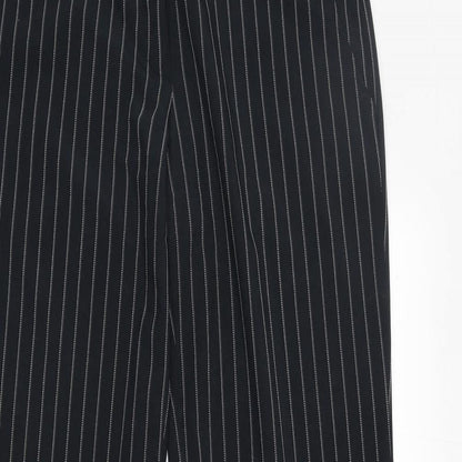 Verso Womens Black Striped Polyester Trousers Size 32 in Regular Zip