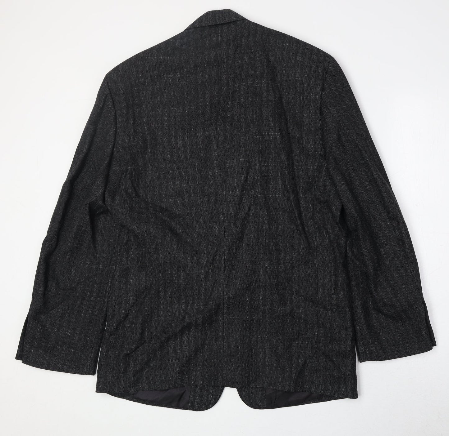 Nicklebys Mens Black Striped Polyester Jacket Blazer Size 40 Regular