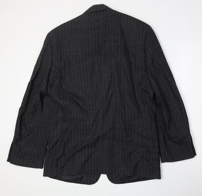 Nicklebys Mens Black Striped Polyester Jacket Blazer Size 40 Regular