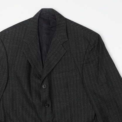Nicklebys Mens Black Striped Polyester Jacket Blazer Size 40 Regular