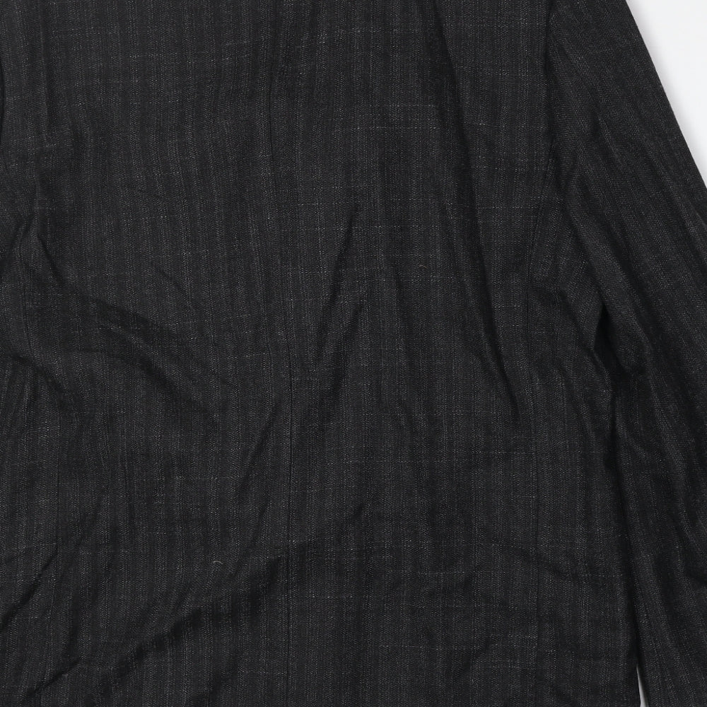 Nicklebys Mens Black Striped Polyester Jacket Blazer Size 40 Regular