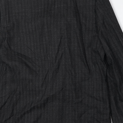 Nicklebys Mens Black Striped Polyester Jacket Blazer Size 40 Regular