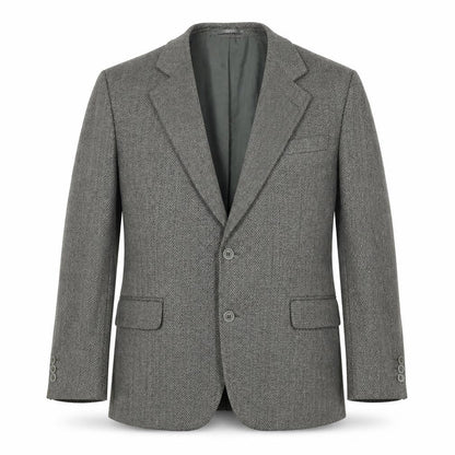 Greenwoods Mens Grey Herringbone Polyester Jacket Suit Jacket Size 42 Regular