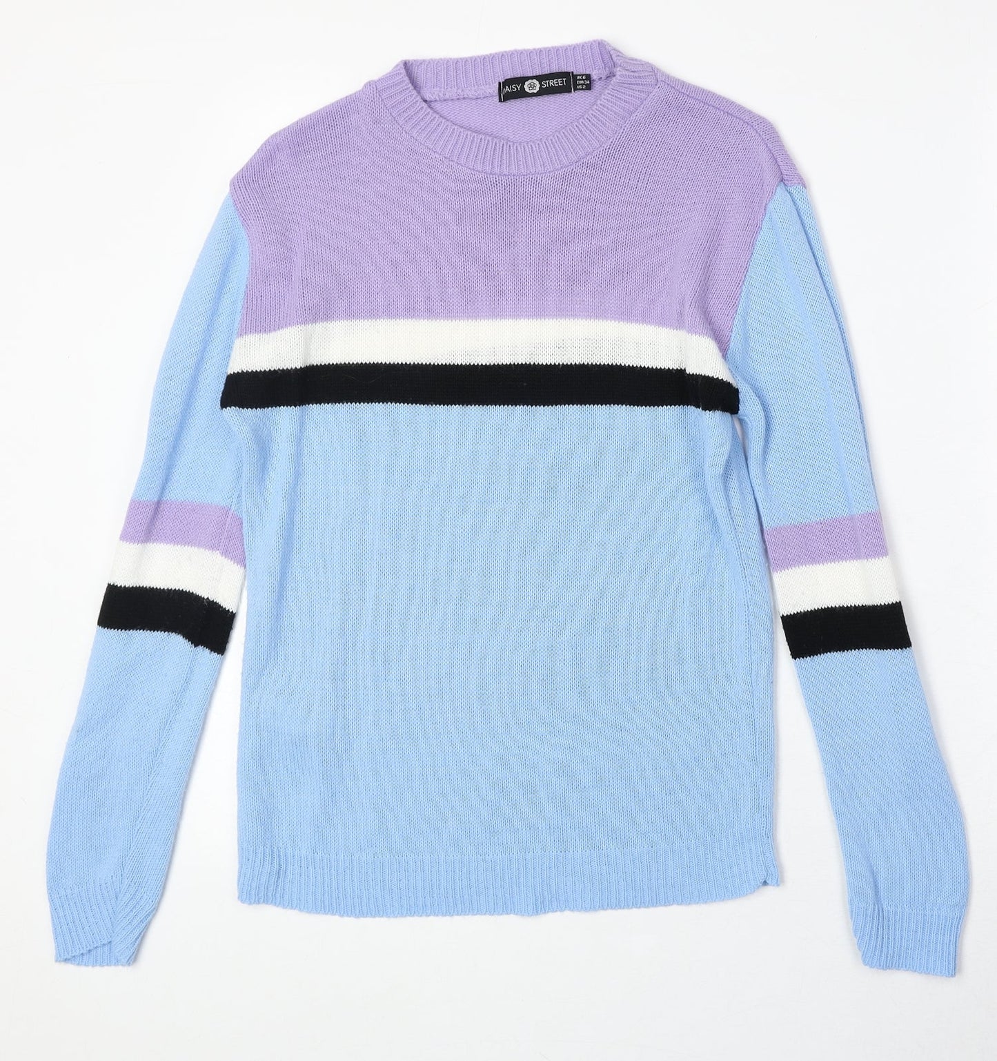 Daisy Street Womens Multicoloured Round Neck Acrylic Pullover Jumper Size 6