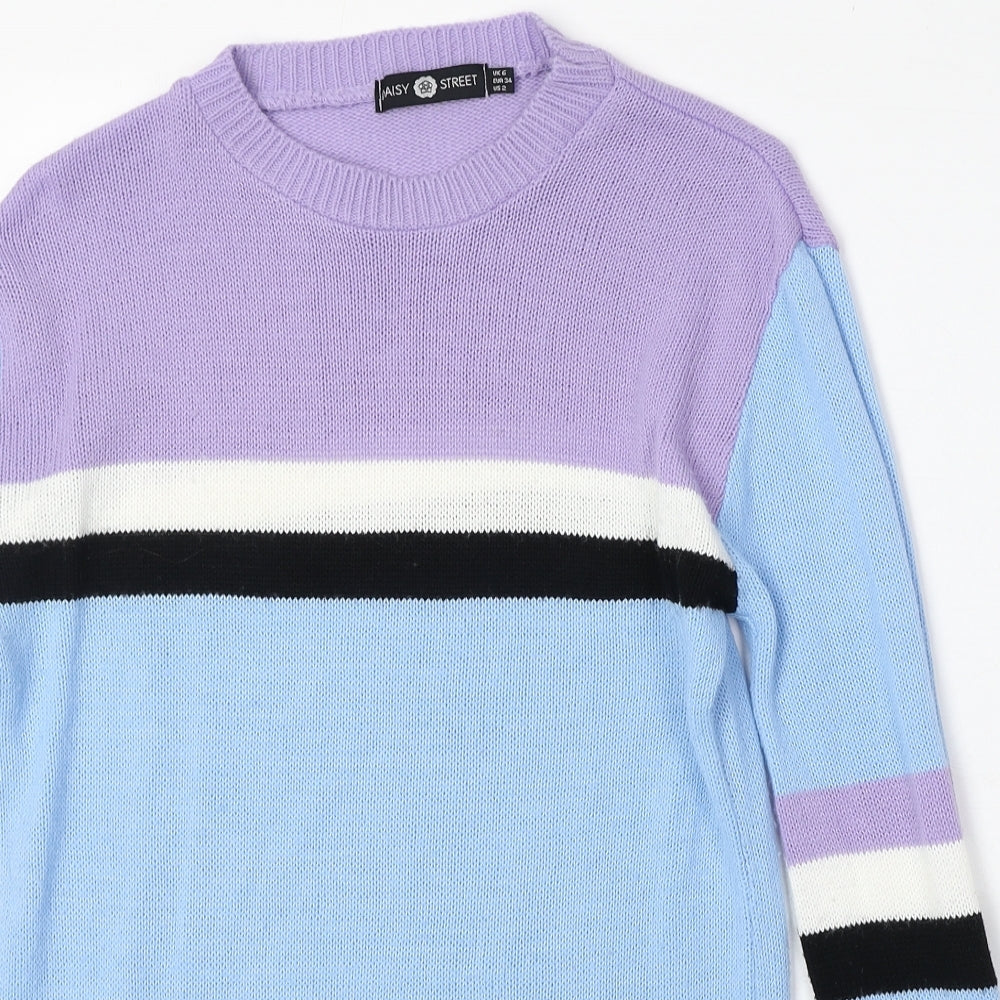 Daisy Street Womens Multicoloured Round Neck Acrylic Pullover Jumper Size 6