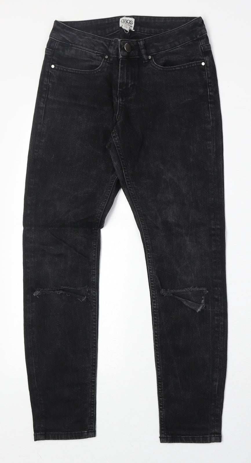 ASOS Womens Black Cotton Straight Jeans Size 26 in Regular Zip