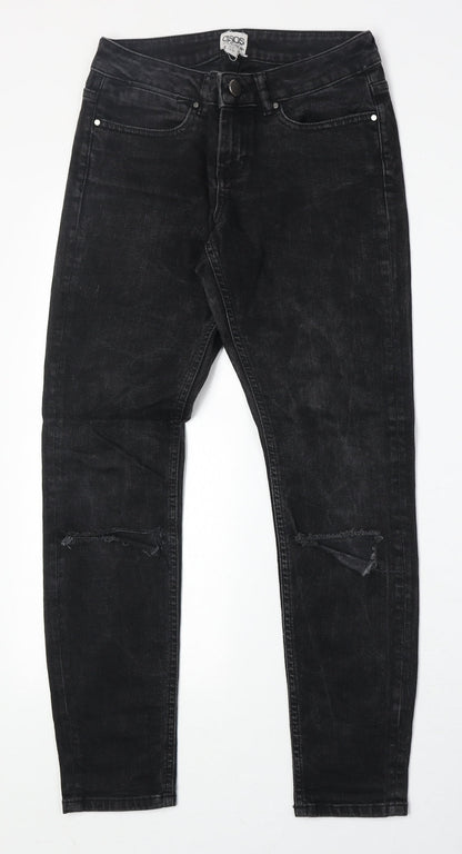 ASOS Womens Black Cotton Straight Jeans Size 26 in Regular Zip