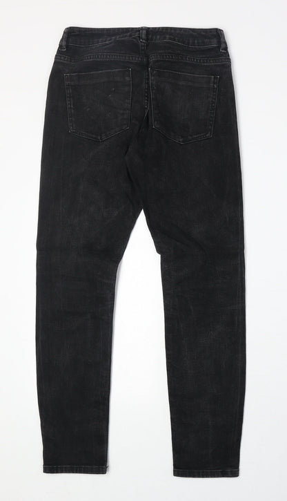 ASOS Womens Black Cotton Straight Jeans Size 26 in Regular Zip