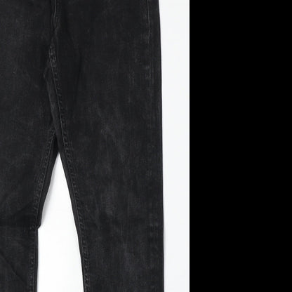 ASOS Womens Black Cotton Straight Jeans Size 26 in Regular Zip