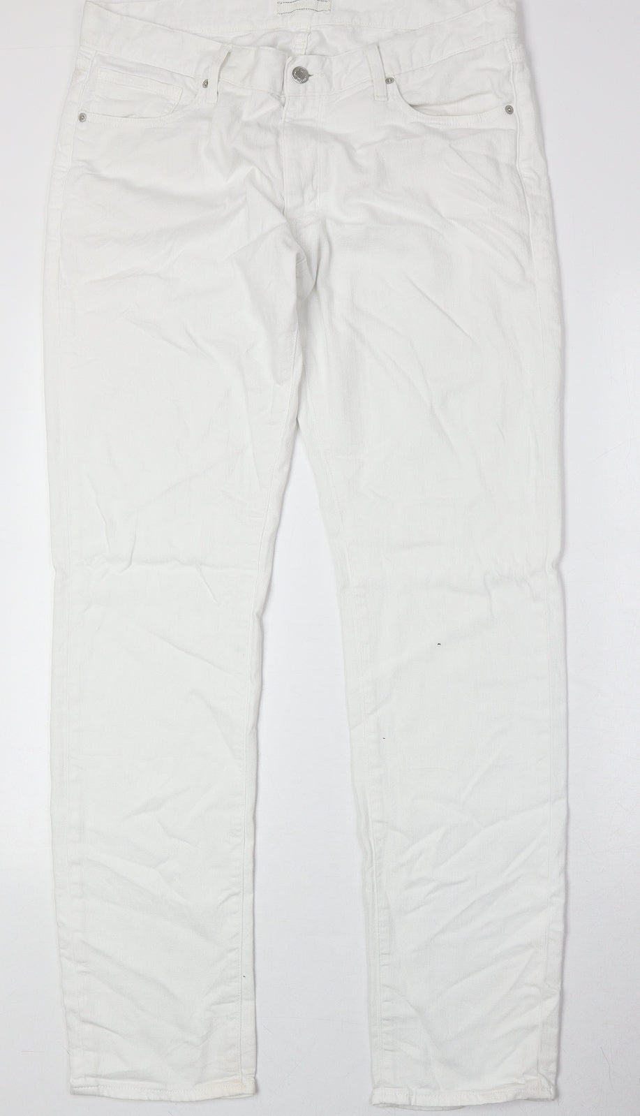 Uniqlo Womens White Cotton Skinny Jeans Size 35 in Regular Zip