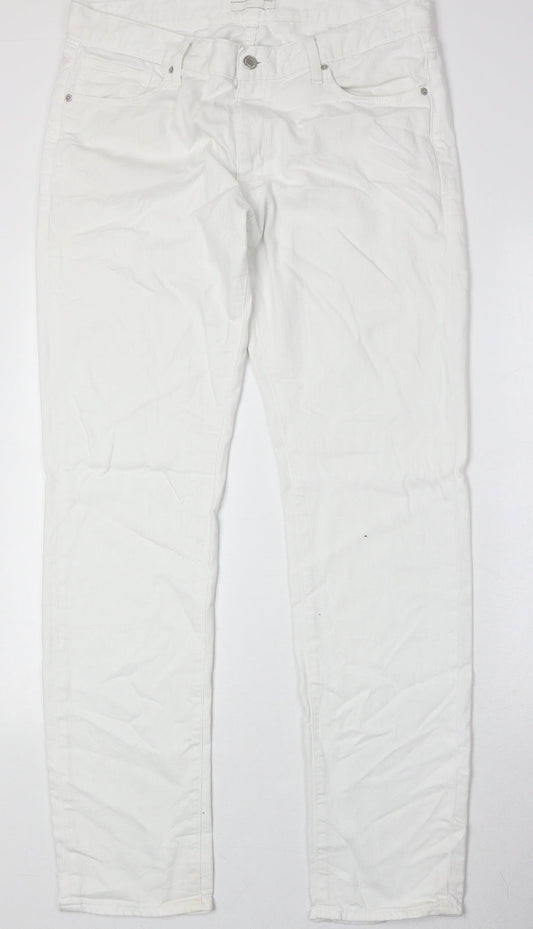 Uniqlo Womens White Cotton Skinny Jeans Size 35 in Regular Zip