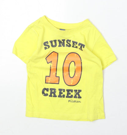 Dopo Dopo Boys Yellow Polyester Pullover T-Shirt Size 3-4 Years Round Neck Pullover - Sunset Creek