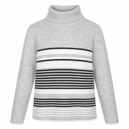 Vida Vi Womens Grey Roll Neck Striped Acrylic Pullover Jumper Size S