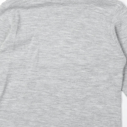 Vida Vi Womens Grey Roll Neck Striped Acrylic Pullover Jumper Size S