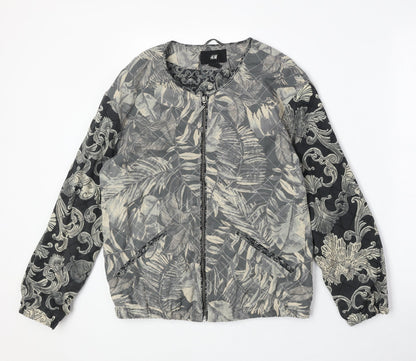 H&M Womens Beige Geometric Jacket Size 12 Zip