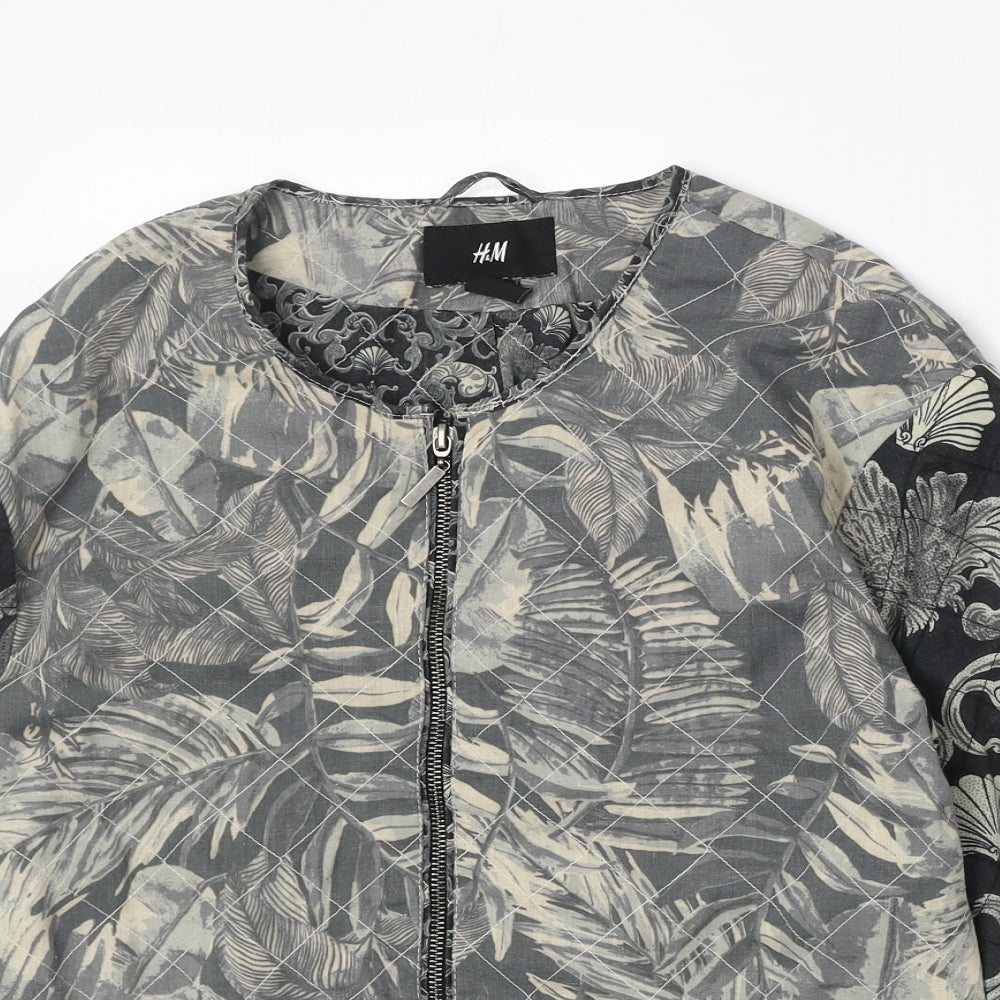 H&M Womens Beige Geometric Jacket Size 12 Zip