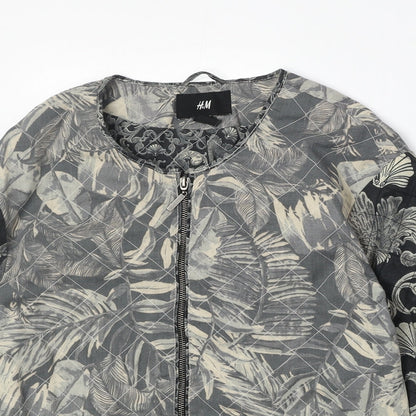 H&M Womens Beige Geometric Jacket Size 12 Zip