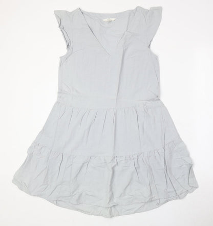 H&M Womens Grey Viscose Fit & Flare Size S V-Neck Pullover