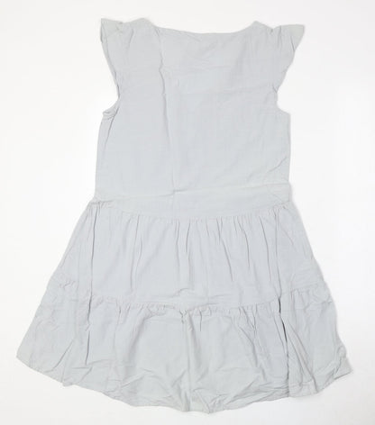 H&M Womens Grey Viscose Fit & Flare Size S V-Neck Pullover