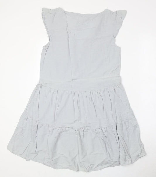H&M Womens Grey Viscose Fit & Flare Size S V-Neck Pullover