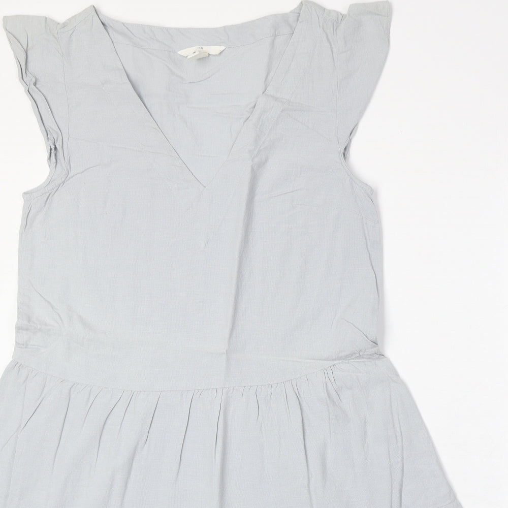 H&M Womens Grey Viscose Fit & Flare Size S V-Neck Pullover