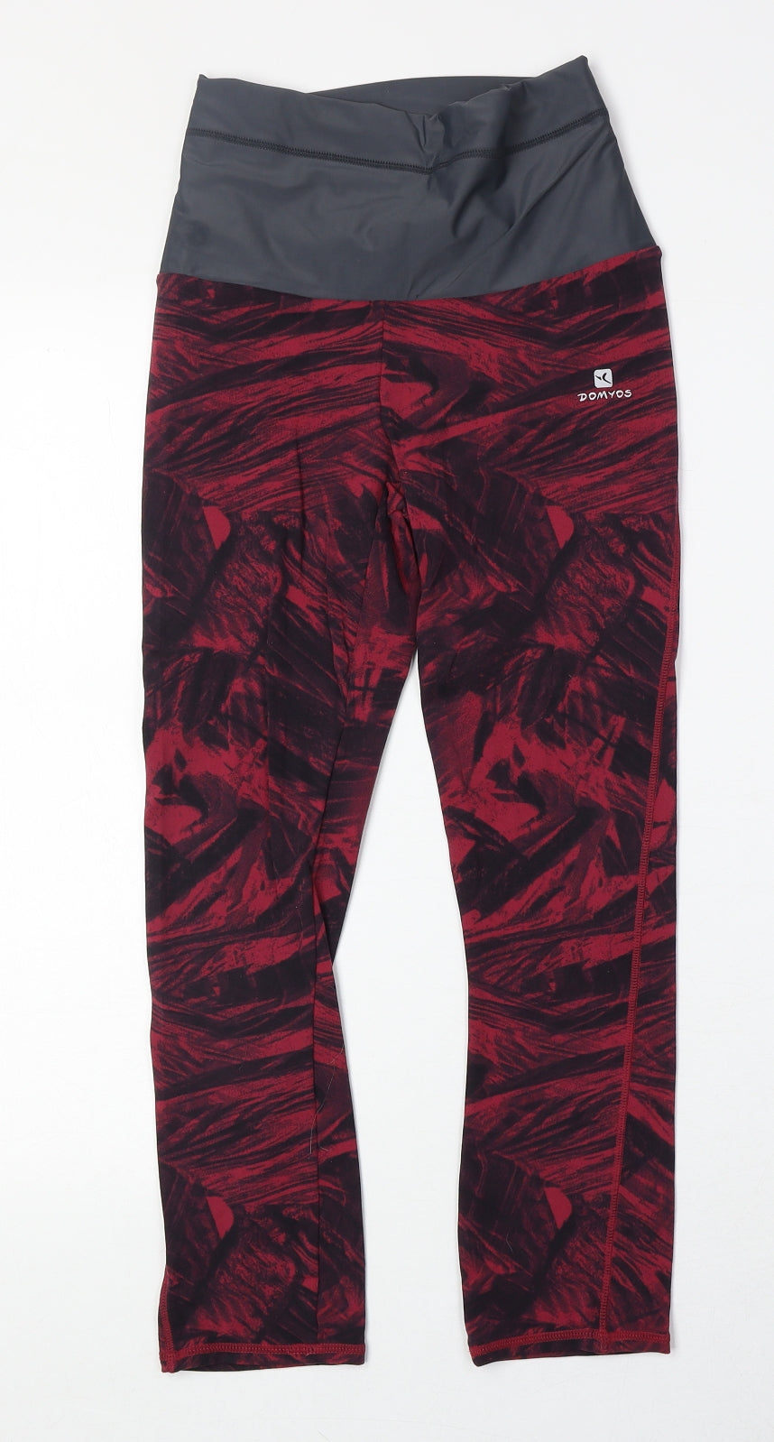 DECATHLON Womens Red Geometric Nylon Compression Leggings Size 26 in Regular Pullover