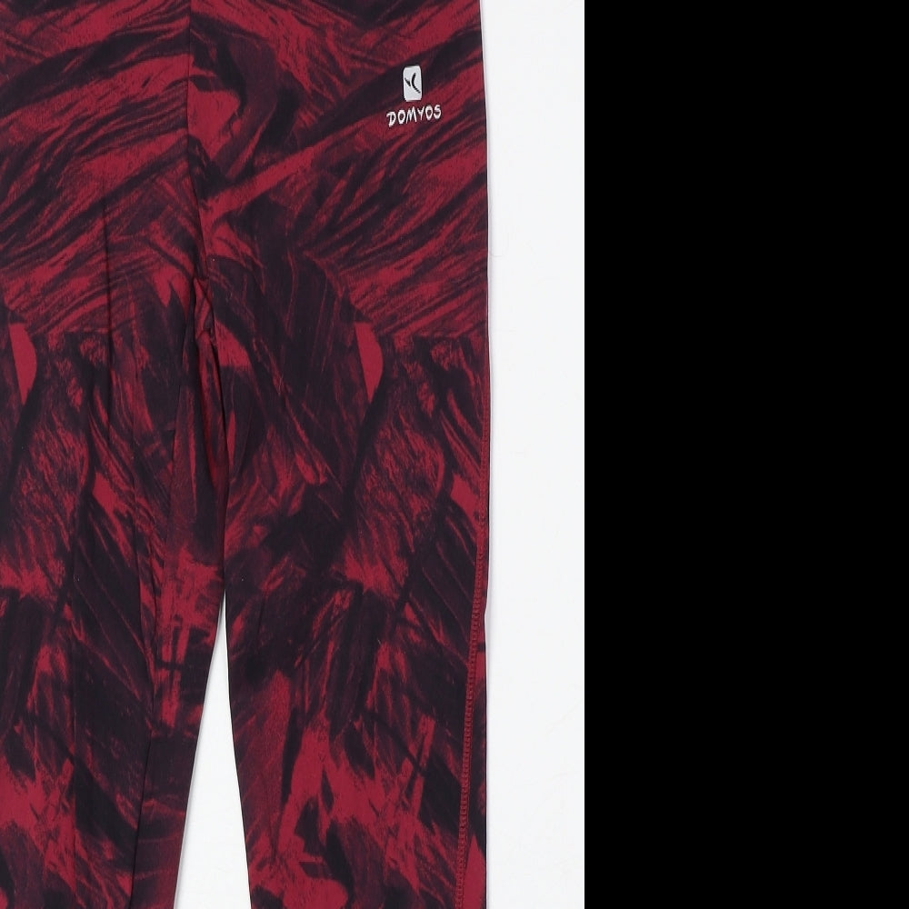 DECATHLON Womens Red Geometric Nylon Compression Leggings Size 26 in Regular Pullover