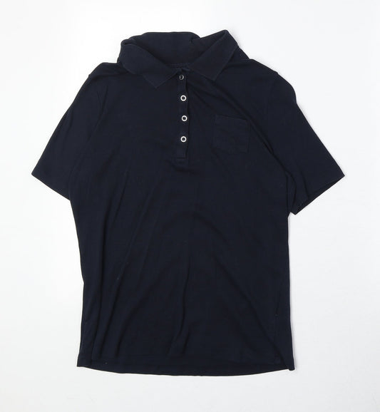 Canada Mens Blue 100% Cotton Polo Size S Collared Button