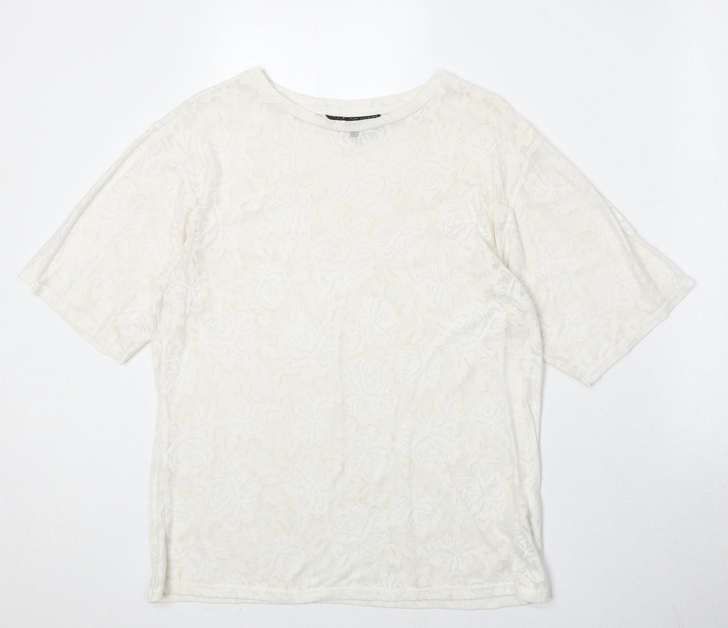 Womens UK Size S Topshop Ivory Basic T-Shirt