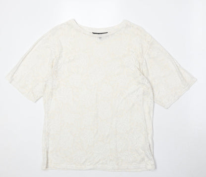 Womens UK Size S Topshop Ivory Basic T-Shirt