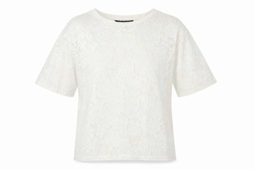 Womens UK Size S Topshop Ivory Basic T-Shirt