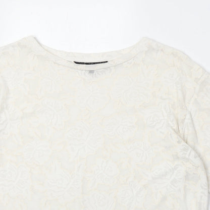 Womens UK Size S Topshop Ivory Basic T-Shirt
